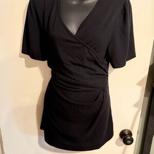 4/$16 Ginkana Elegant Black Wrap Maternity Nursing Short Sleeve Shirt